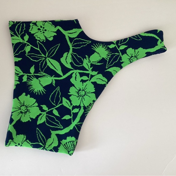 NWT Zara jacquard green blue asymmetrical top size S - Picture 6 of 6